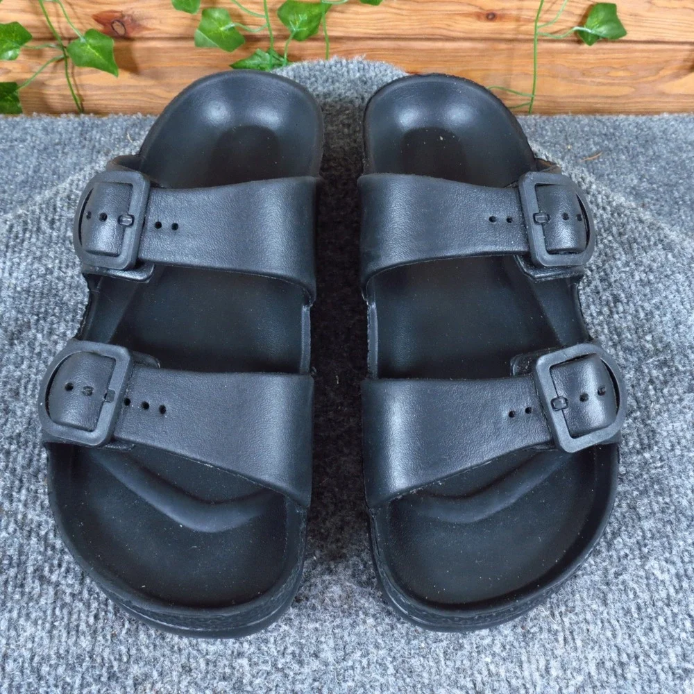 Made In‎ USA Men Two-Strap Slide Sandals Size 10 Casual Waterproof Beach Black